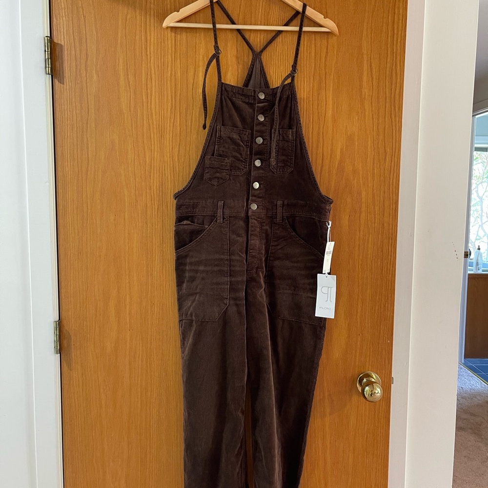 Pilcro Dark Brown Corduroy Overalls - Picture 2 of 4